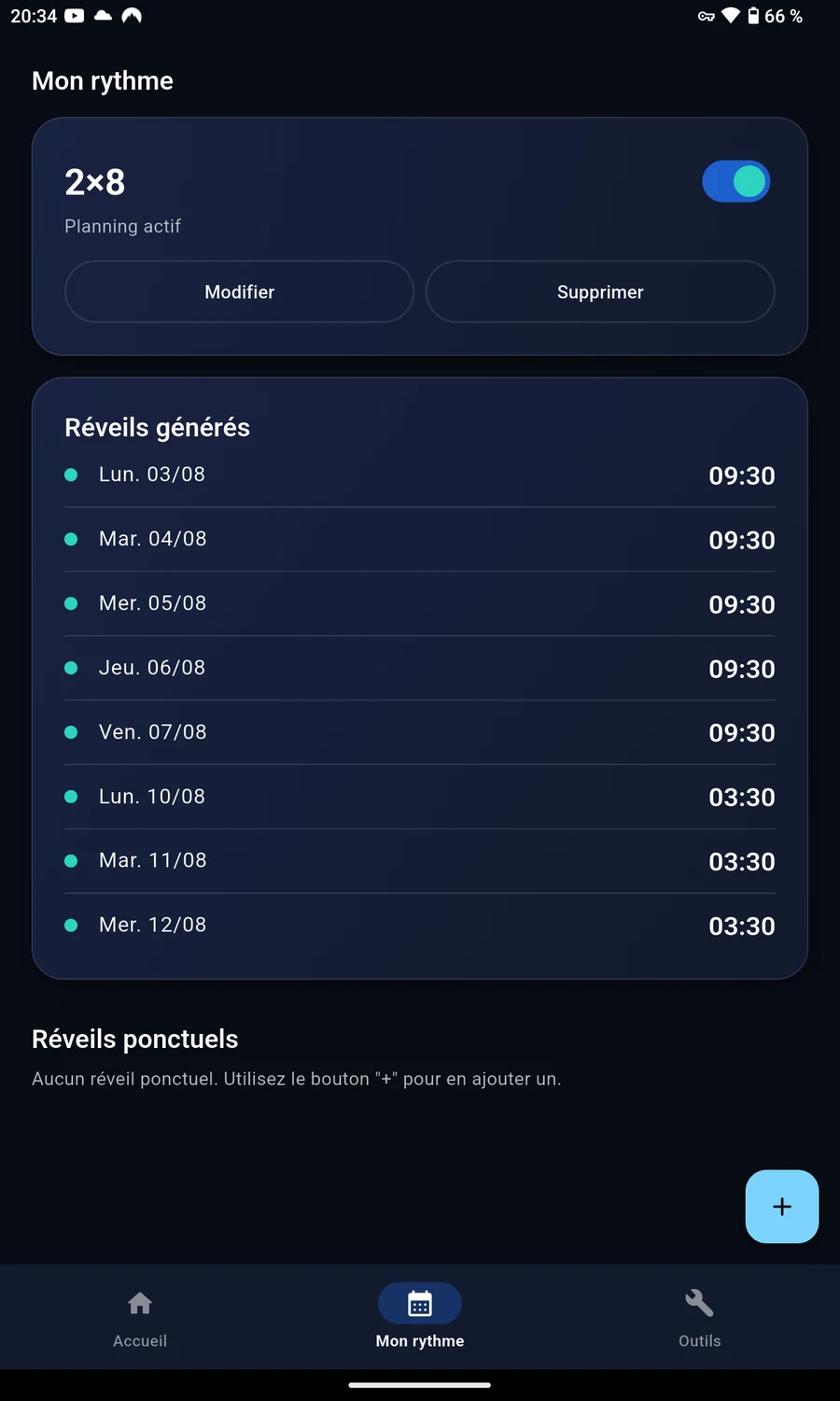 Écran Mon rythme
